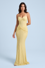 Yellow Ruched Sweetheart Maxi Dress
