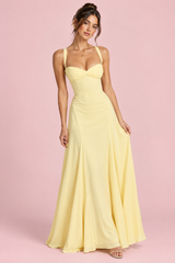 Bright Yellow Ruched Sweetheart Dress