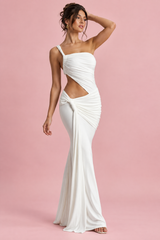 Asymmetric White Cut-Out Dress