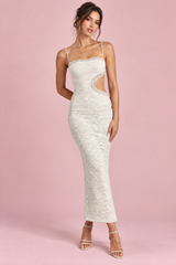 White Lace Bandeau Maxi Dress