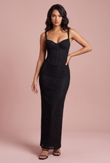 Black Lace Corset Maxi Dress
