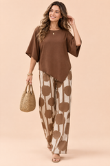 Polka Dot Brown Pants Set