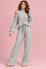 Grey Cut-Out Oversized Two-Piece Set