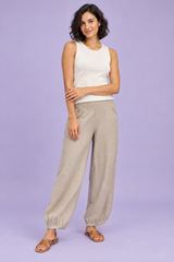 Cropped Beige Wide-Leg Trousers