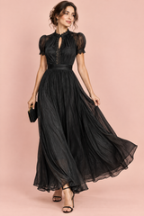 Black Pleated Maxi Dress
