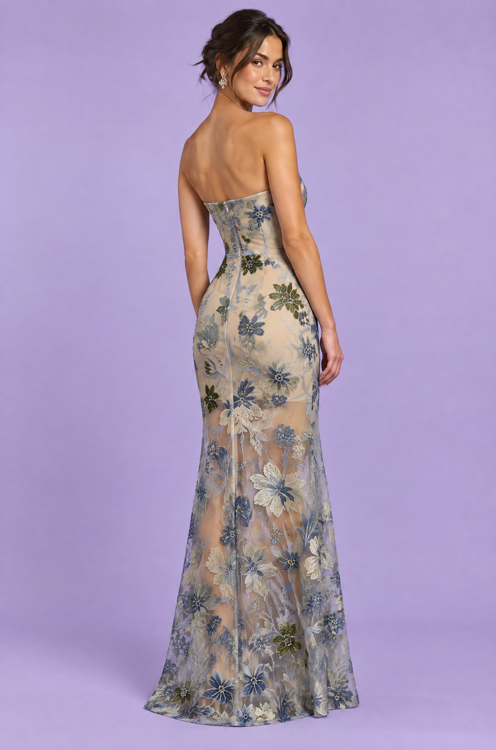 Robe moulante bustier beige | Vue de dos | Lounelle Paris