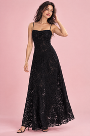 Robe longue fleurie noire | Vue de face | Lounelle Paris