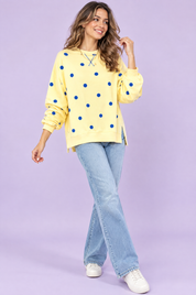 Sweat-shirt oversize jaune à pois | Vue de face | Lounelle Paris