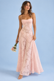 Robe longue fleurie rose | Vue de face | Lounelle Paris