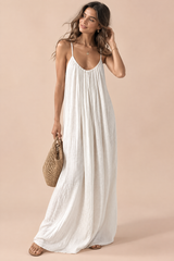 Flowy Backless Maxi Dress Off White