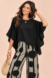 Ensemble pantalon noir à pois | Vue rapprochée | Lounelle Paris