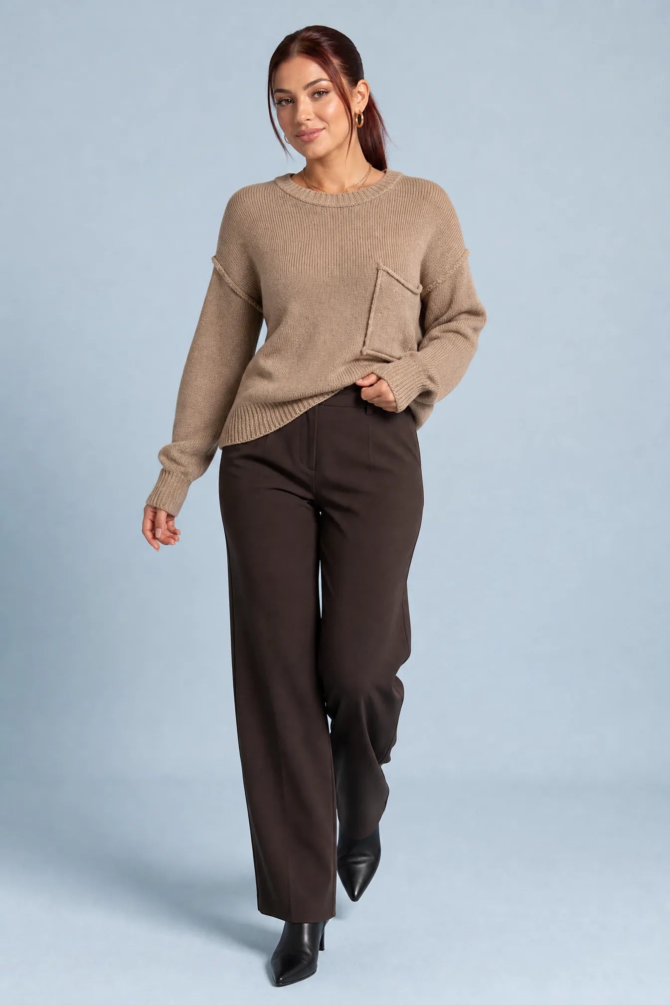 Pull ample à poche poitrine | Vue de face | Lounelle Paris