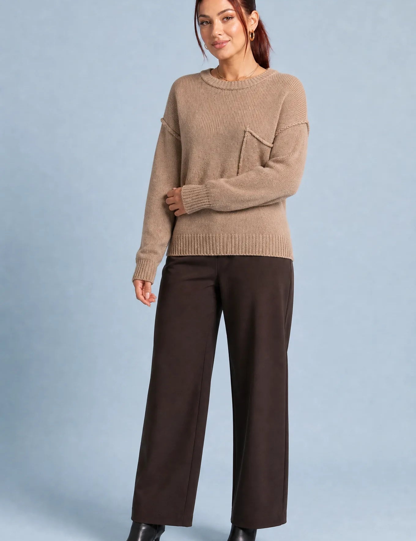 Pull ample à poche poitrine | Variante Beige | Lounelle Paris