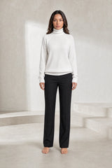 White Ribbed Turtleneck Sweater