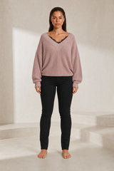 V-neck lace sweater