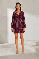 Polka dot V-neck dress