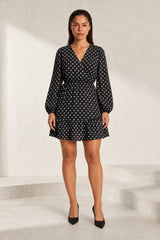 Polka dot V-neck dress