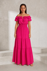 Ruffled off-shoulder dress