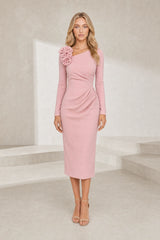 Asymmetric Shoulder Flower Dress