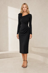 Asymmetric Shoulder Flower Dress