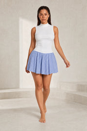 Robe blanche col montant effet deux pièces | Lounelle Paris