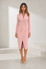 Blazer wrap dress with slit
