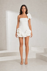 Asymmetrical Flounced Bustier Dress