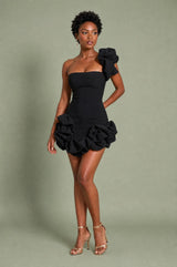 Asymmetric Ruffle Bustier Dress