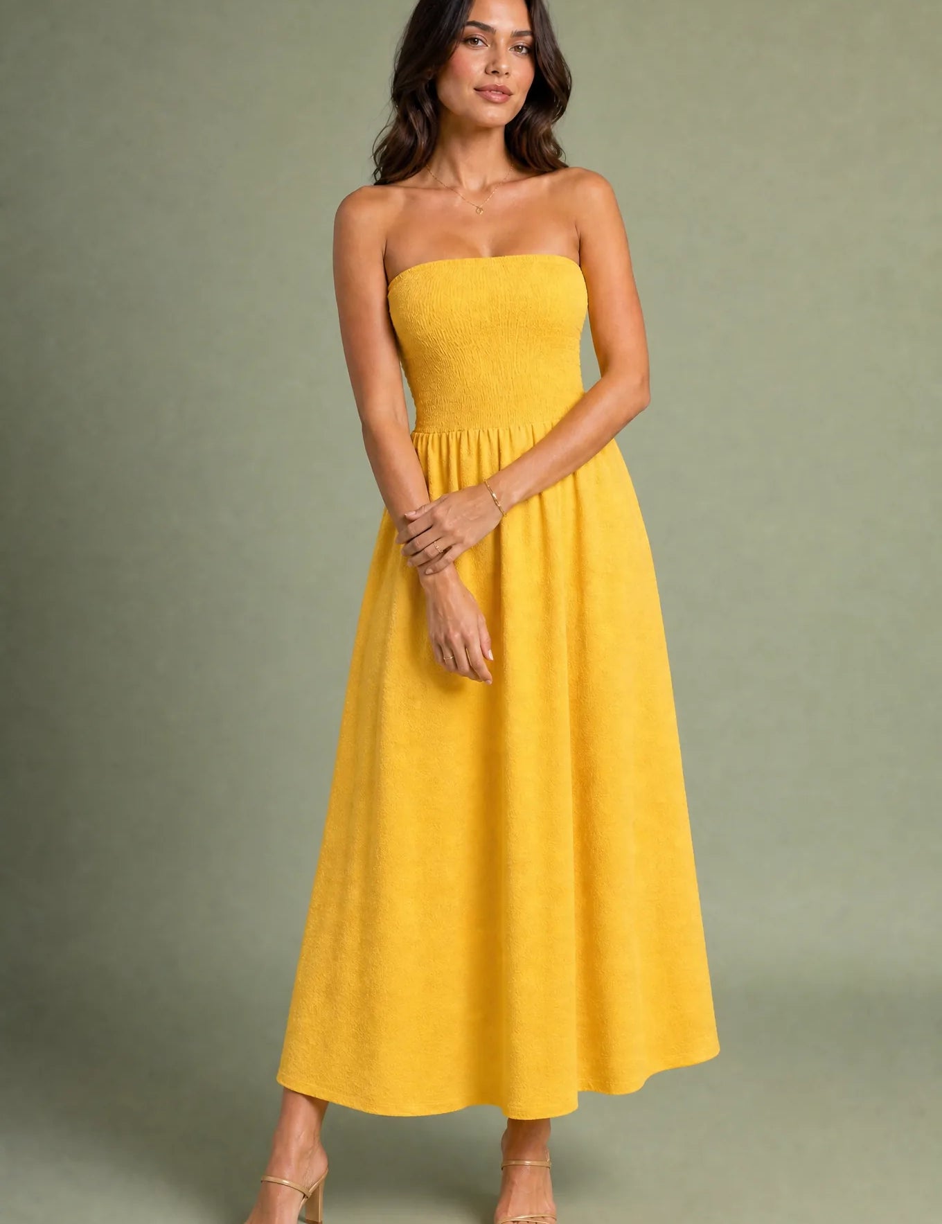 Robe bustier épaules dénudées | Variante Jaune | Lounelle Paris