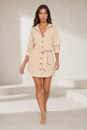 Robe chemise abricot ceinturée | Lounelle Paris