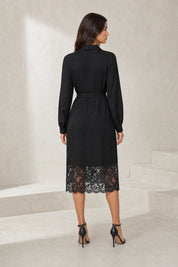 Robe chemise noire à dentelle | Lounelle Paris