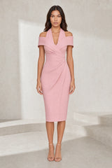 Halterneck bare-shoulder dress
