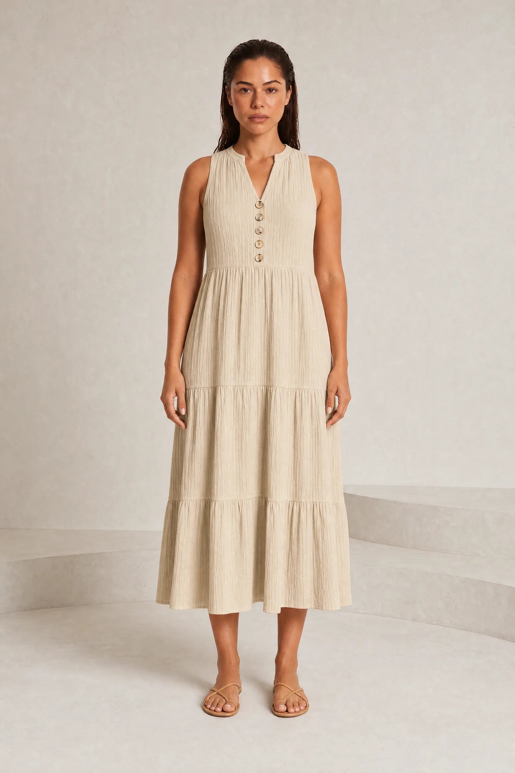 Robe col V à volants | Lounelle Paris