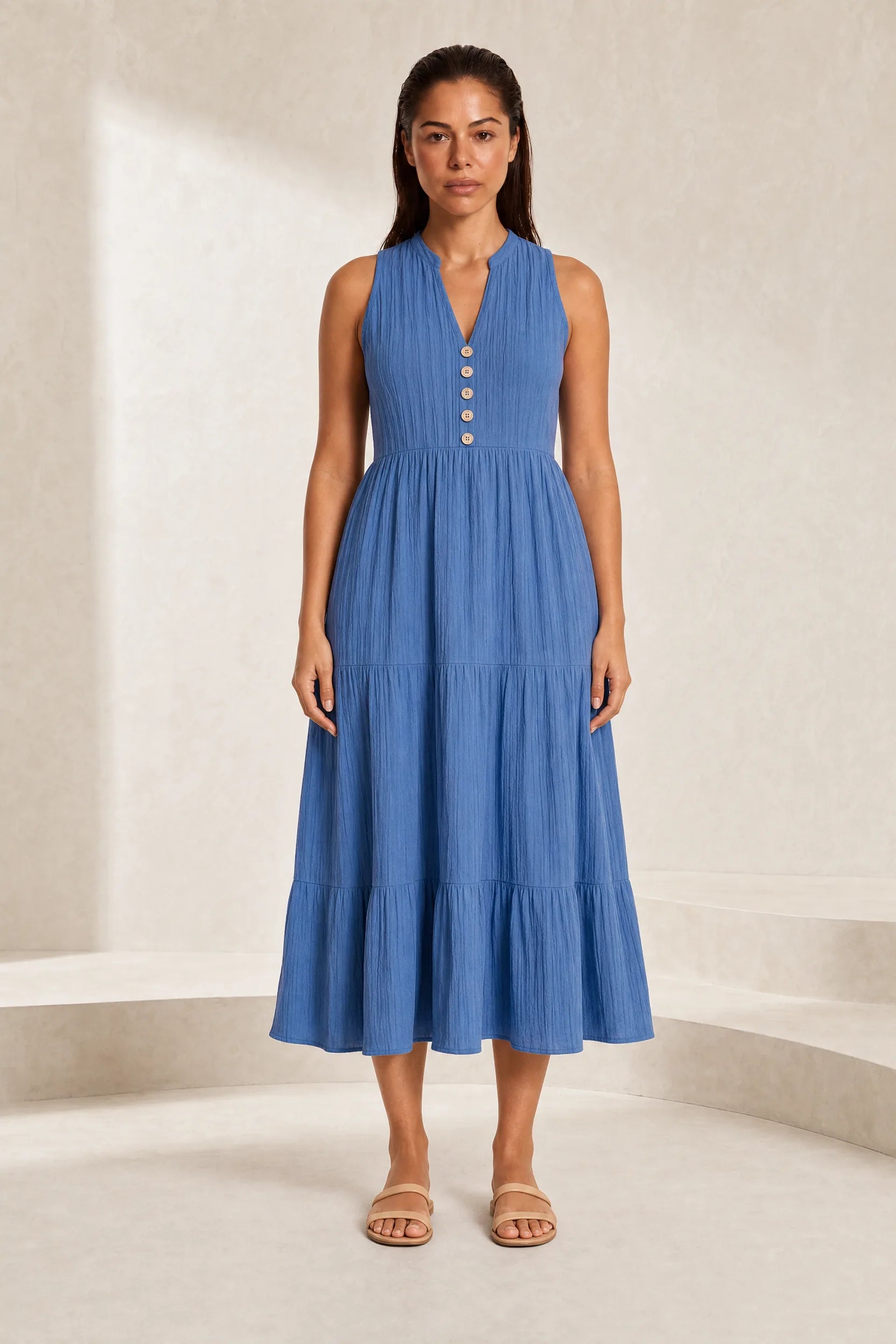 Robe col V à volants | Lounelle Paris