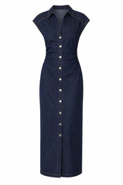 Robe en jean bleu col chemise | Lounelle Paris