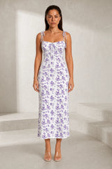 Floral fitted dress with open back