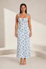Floral fitted dress with open back