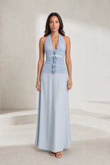 Light Blue Backless Long Dress