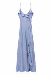 Robe longue bleu clair dos ouvert | Lounelle Paris