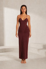 Burgundy Long Dress with Thin Straps