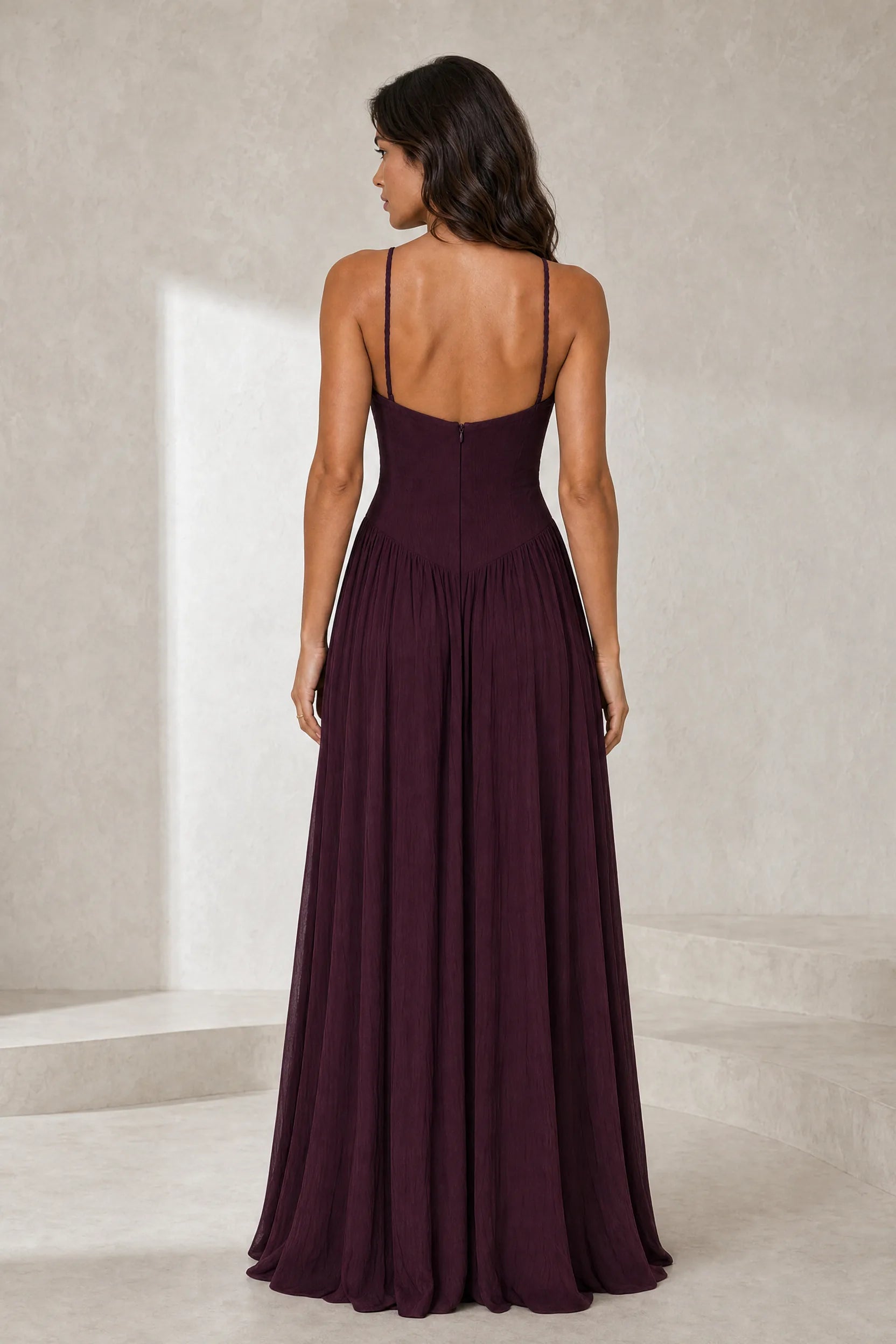 Robe longue bordeaux dos nu | Lounelle Paris