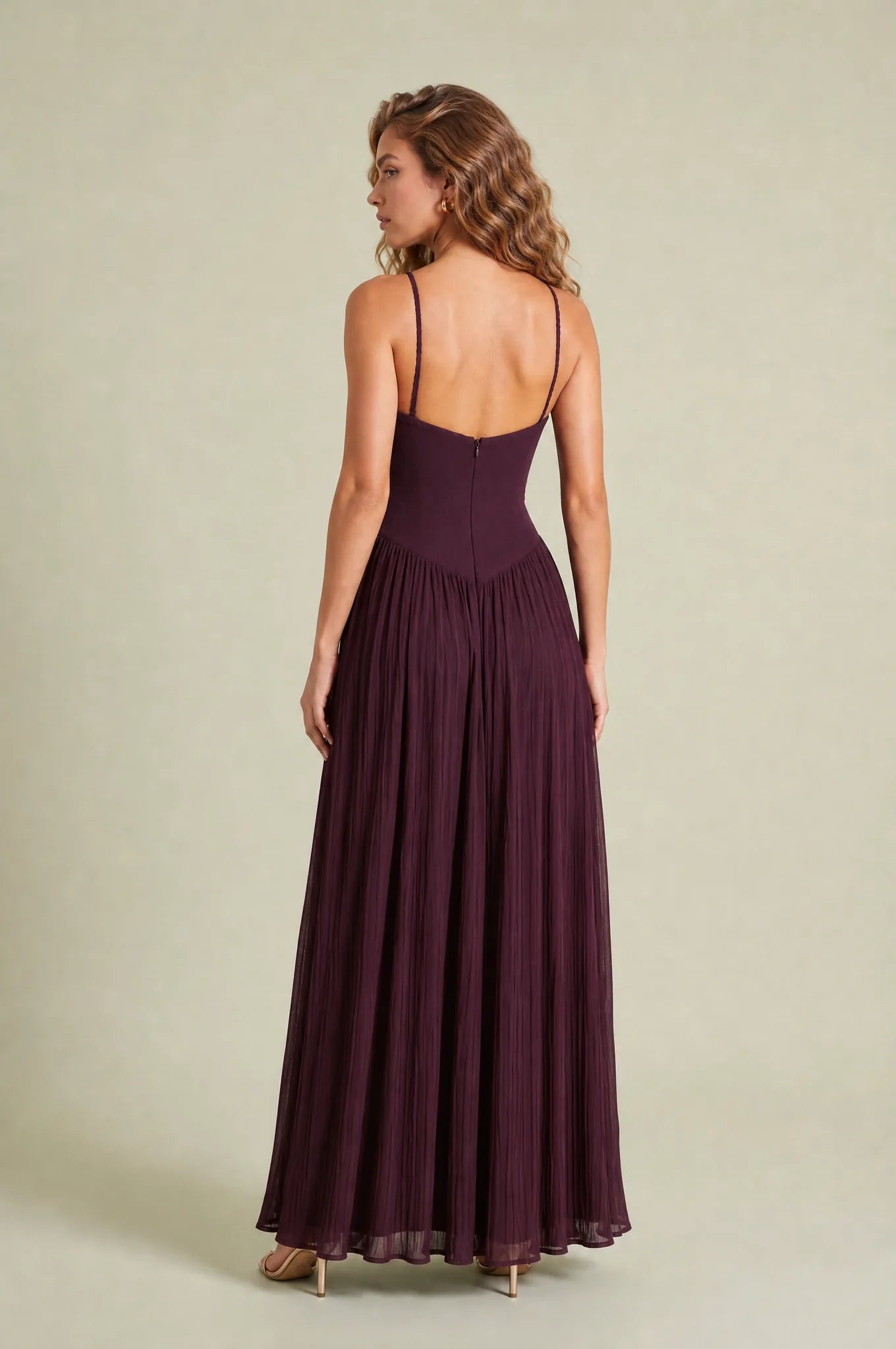 Robe longue bordeaux dos nu | Vue de dos | Lounelle Paris