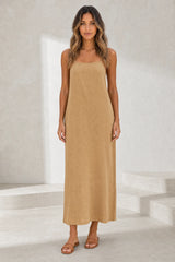 Long Dress with Square Neckline and Straps
