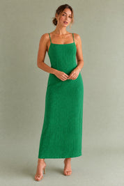 Robe longue bretelles encolure carrée | Variante Vert | Lounelle Paris