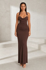 Long scoop-neck backless dress