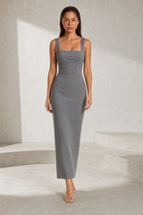 Ajustée Robe Longue Col Carré