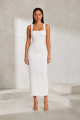 Ajustée Robe Longue Col Carré