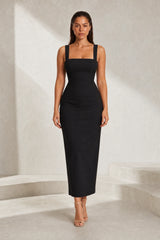 Ajustée Robe Longue Col Carré