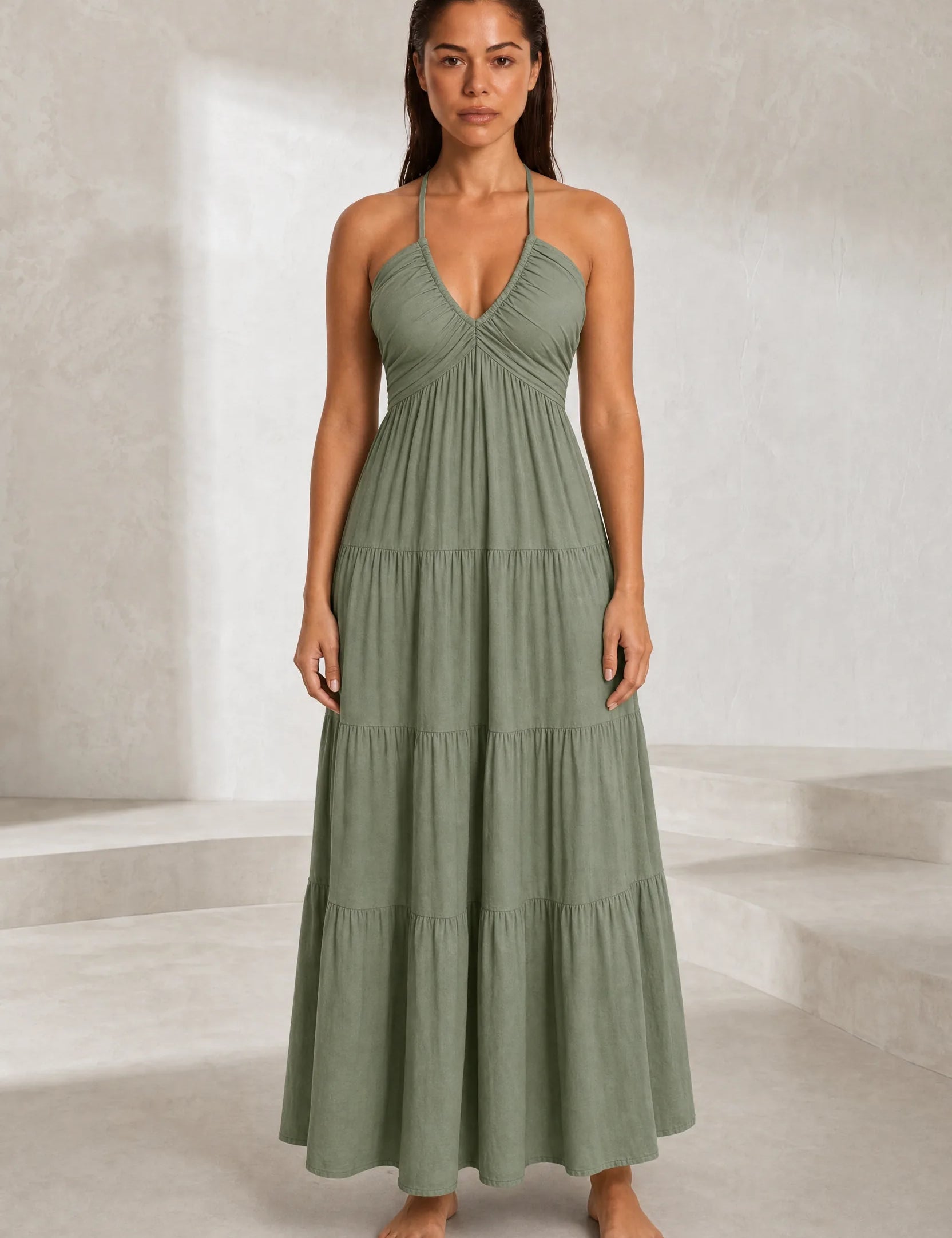Robe longue col halter dos nu | Lounelle Paris