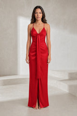 Draped V-Neck Maxi Dress